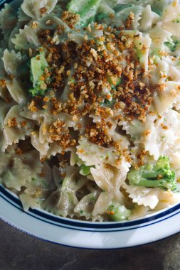Creamy Italian alfredo bowtie pasta with broccoli
