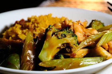 Chinese szechuan garlic chicken combo with pork fried rice