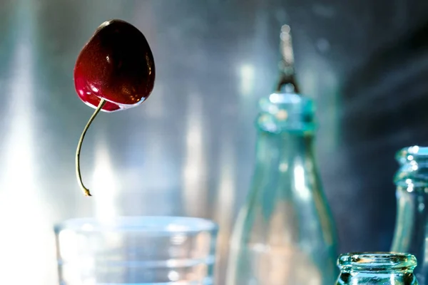 Cherry Floats Air Balloon Surrounded Cola Bottles Paris France — Stok fotoğraf