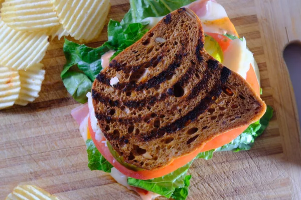 Toasted Reuben Ham Sandwich Cole Slaw Thousand Island Dressing — ストック写真