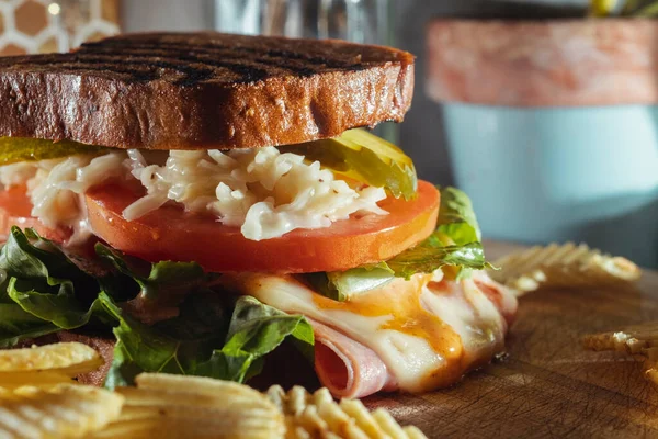 Toasted Reuben Ham Sandwich Cole Slaw Thousand Island Dressing — Foto Stock