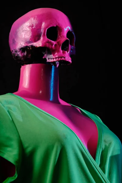 Abstract Pink Manikin Lady Skull Concept Womens Health Issues — ストック写真