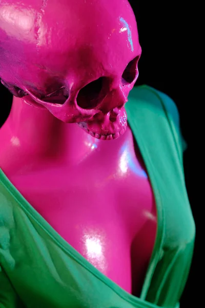 Abstract Pink Manikin Lady Skull Concept Womens Health Issues — ストック写真