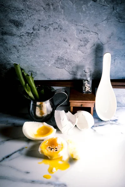 Giant Larger Life Surreal Soft Boiled Egg Sesame Seeds — Φωτογραφία Αρχείου