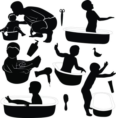 Baba, oğlunun banyo