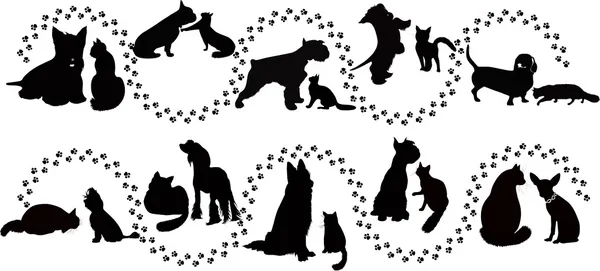 Hunde und Katzen — Stockvektor