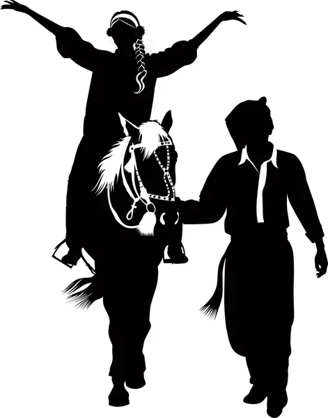 Dziewczyna i facet na ten Chód konia — Wektor stockowy