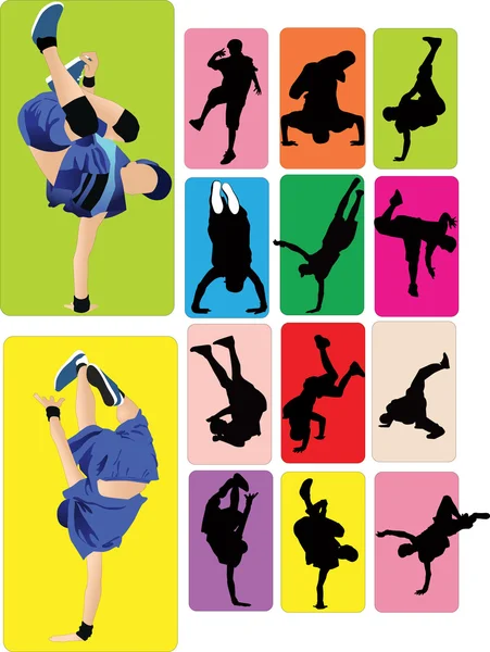 Breakdance dancers — Stock Vector