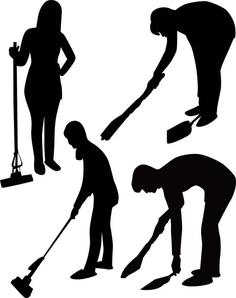 Uomo donna pulizia casa — Vettoriale Stock