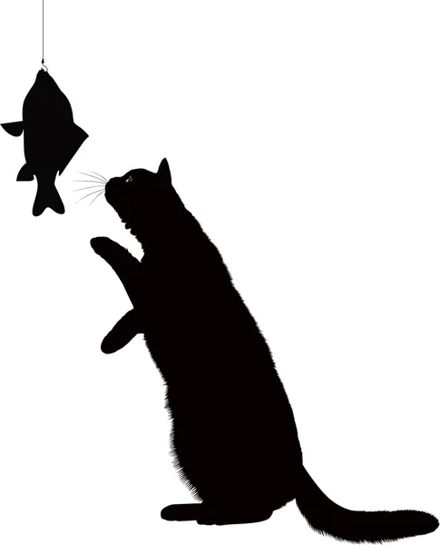 Gato e peixe — Vetor de Stock