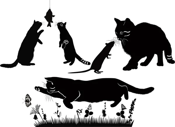 Set of playing cats vector — Stock Vector