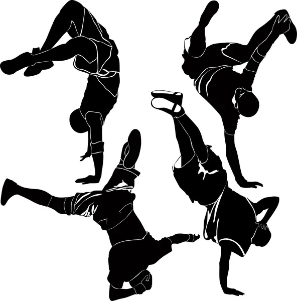 Breakdance silueta — Stockový vektor