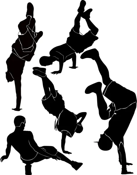 Breakdance silhouet breakdance — Stockvector