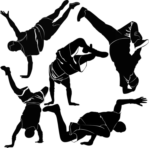 Breakdance silhouet breakdance — Stockvector