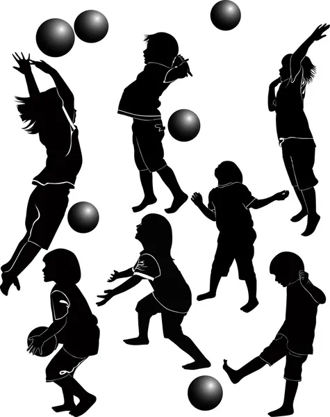 Enfants jouant au ballon — Image vectorielle