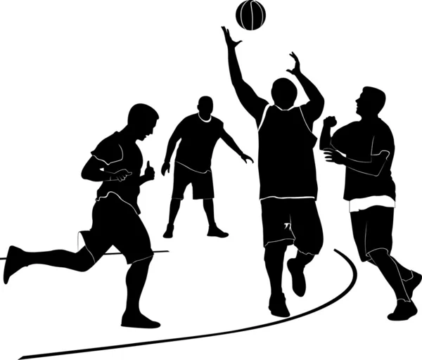 Atletas homens jogando basquete — Vetor de Stock