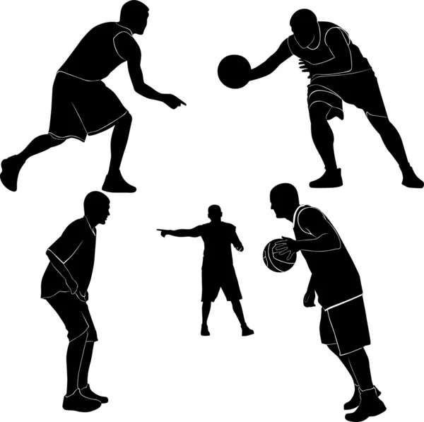 Homens jogando basquete — Vetor de Stock