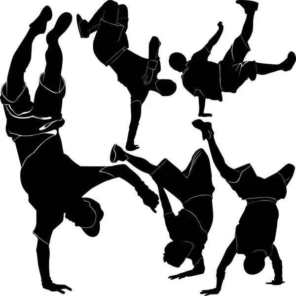 Silhouette break dance — Stock Vector