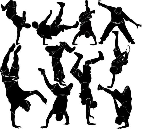 Danse de rupture de silhouette — Image vectorielle