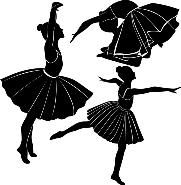 Siluetas de baile de ballet — Vector de stock