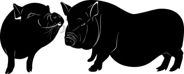 Deux cochons — Image vectorielle