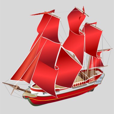 Red sailboat clipart