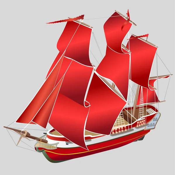 Red sailboat — Stock Vector