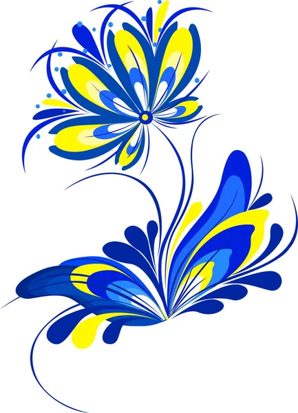 Hand Drawn Illustration Ukrainian Folk Style Stylized Flower Petrikovskaya Painting — Vector de stock