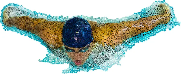 Κολυμβητής Αθλητής Αθλητικό Λογότυπο Πεταλούδα Στυλ — Διανυσματικό Αρχείο