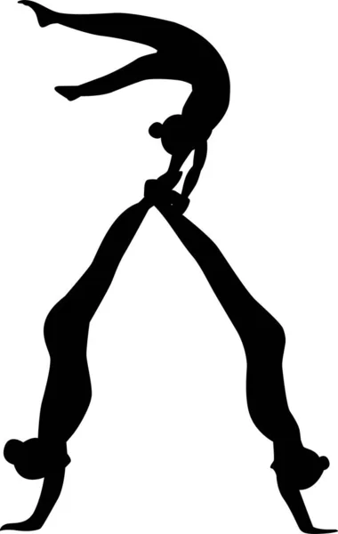 Gymnasten Acrobaten Vector Zwarte Silhouet — Stockvector