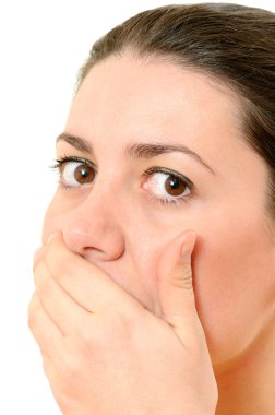 el ağzı ile güzel kadın parlak resim