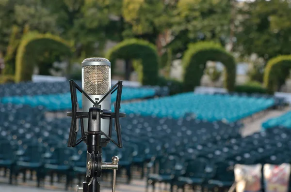 Profesjonalny mikrofon gotowy na koncert — Zdjęcie stockowe