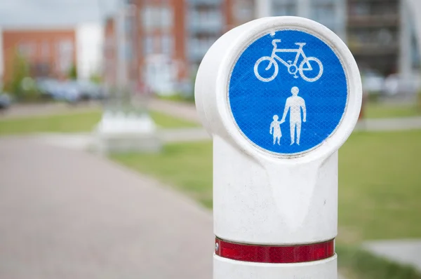 Bicycle and pedestrian lane sign — Stock Photo, Image