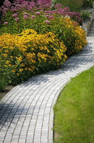 Garden Alley Sunny Day Modern Garden Poland — Stock Photo, Image