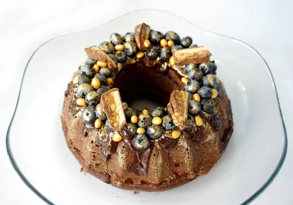 Chocolate Cake Fluffy Golden Rice — Stock Photo, Image