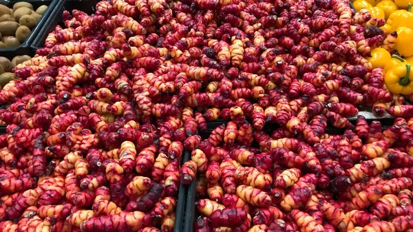 Ñame Nueva Zelanda Tubérculos Dulces Rosa Naranja Color Batata Más — Foto de Stock