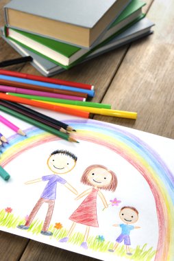 mutlu aile çizim çocuklar