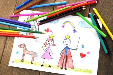 Prenses ve Prens çizim çocuklar