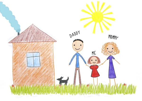 mutlu aile evlerinin çizim çocuklar