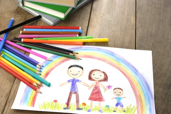 mutlu aile çizim çocuklar