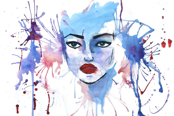 kadının yüzündeki suluboya resim