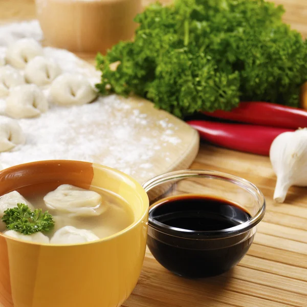 Wonton sopa asia comida —  Fotos de Stock