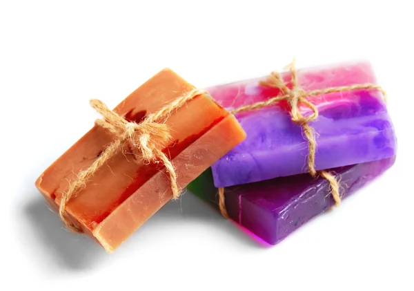 Pieces of natural soap with herbs and flowers. — Stock Photo, Image