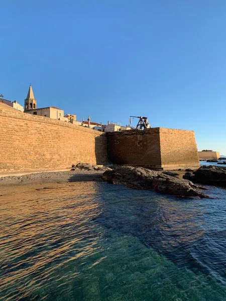 Pohled Přímořské Bašty Alghero Sardinie Itálie — Stock fotografie