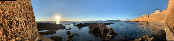 View Seafront Bastions Alghero Sardinia Italy — Foto Stock