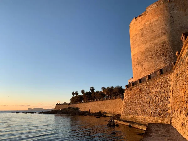 Pohled Přímořské Bašty Alghero Sardinie Itálie — Stock fotografie