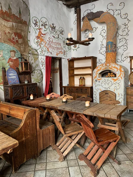 Dining Room Medieval Restaurant Tallinn Estonia — Zdjęcie stockowe