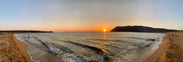 Sunset Porto Ferro Beach Alghero Sardinia Italy — 图库照片