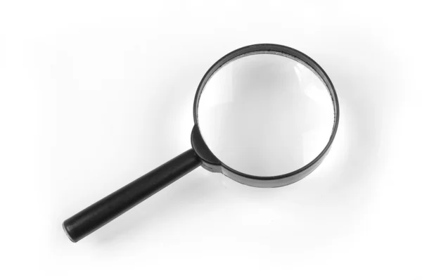 A black magnifying glass with white background — 스톡 사진