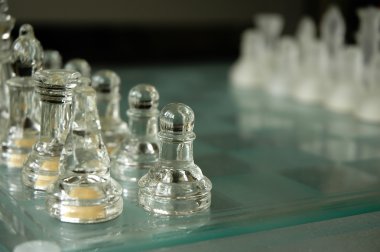 Cam / kristal satranç set yakın